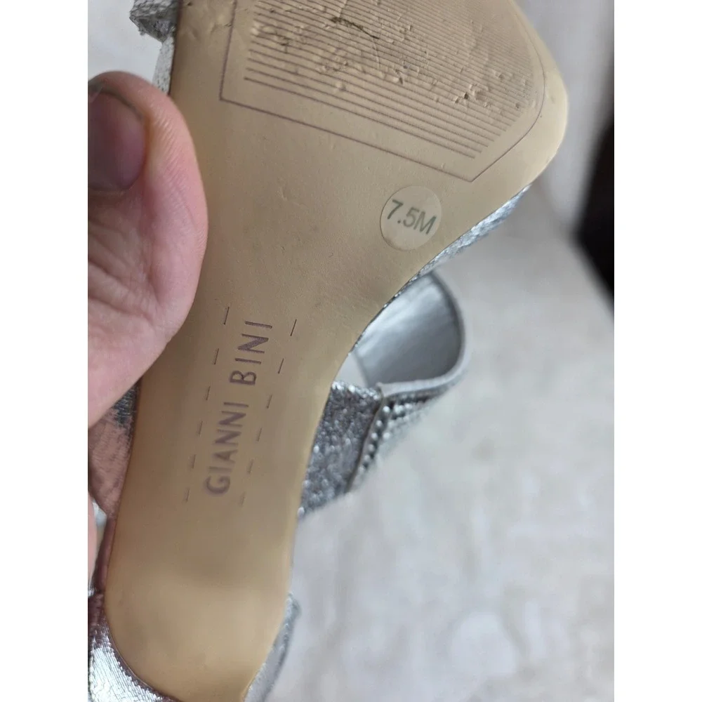 Gianni Bini‎ Silver Embellished Stiletto Heel Sandals Women's Size 7.5M